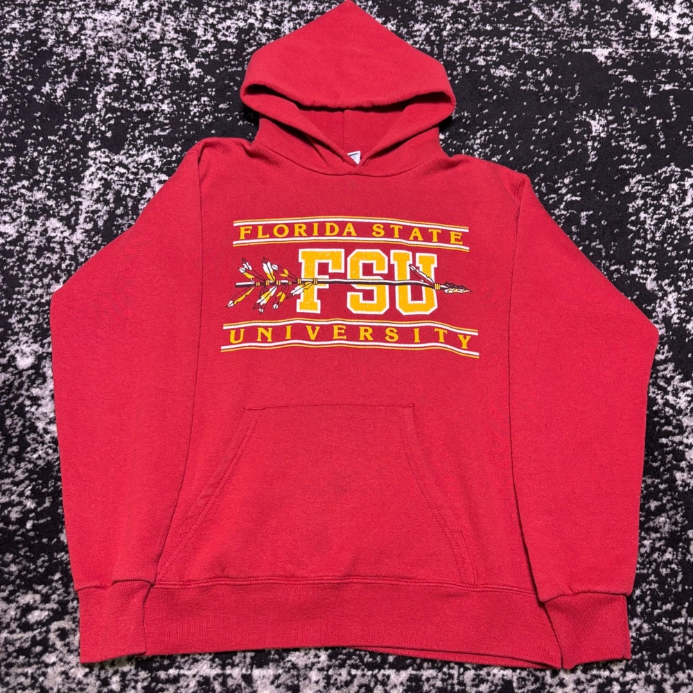 Vintage 80s Florida State University FSU Hoodie Red Mens Medium Made in USA